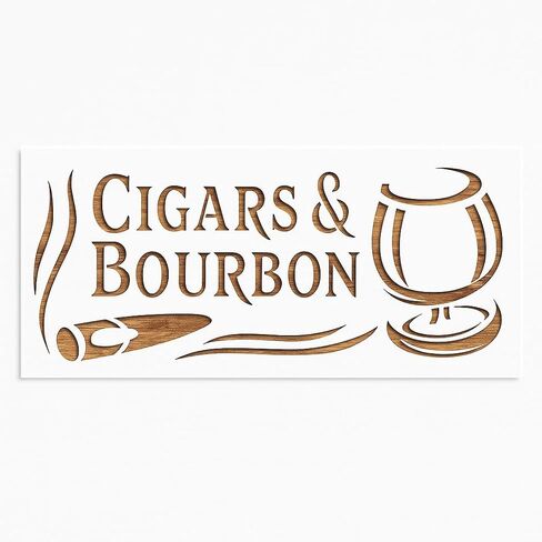 Cigars and Bourbon Stencil, 11 x 5 Inch Reusable Plastic Template for Bar Decor Painting Crafts DIY Projects and Wall Art in Saudi Arabia