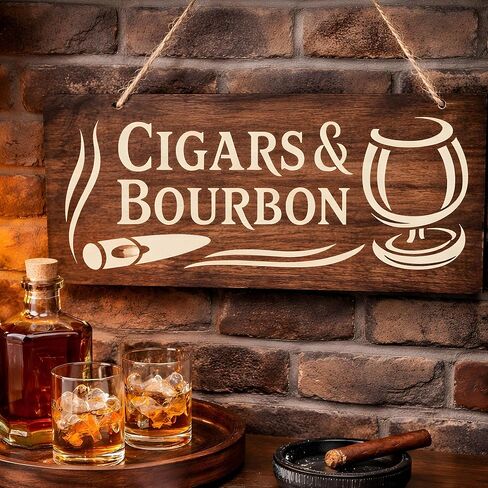 Cigars and Bourbon Stencil, 11 x 5 Inch Reusable Plastic Template for Bar Decor Painting Crafts DIY Projects and Wall Art in Saudi Arabia