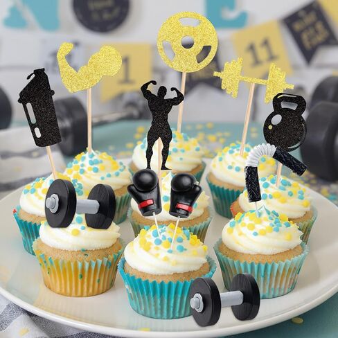 Knana 12Pcs Fitness Cake Topper Boxing Cake Toppers Gym Cake Topper Fitness Themed Cake Decorations in Saudi Arabia