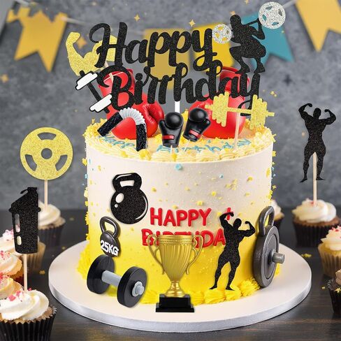 Knana 12Pcs Fitness Cake Topper Boxing Cake Toppers Gym Cake Topper Fitness Themed Cake Decorations in Saudi Arabia