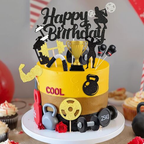 Knana 12Pcs Fitness Cake Topper Boxing Cake Toppers Gym Cake Topper Fitness Themed Cake Decorations in Saudi Arabia