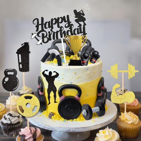 Knana 12Pcs Fitness Cake Topper Boxing Cake Toppers Gym Cake Topper Fitness Themed Cake Decorations in Saudi Arabia