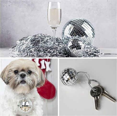 14 PCS 1.18inch 1.57inch 2.36inch 2.76inch Disco Ball Cake Decoration Ornaments Reflective Mirror Ball Cake Decoration 70s Disco Themed Party Christmas Tree Decoration in Saudi Arabia