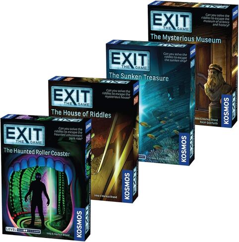 EXIT: The Game 4-Pack Escape Room | Beginner Bundle | Haunted Roller Coaster, Sunken Treasure, Mysterious Museum, House of Riddles | Family-Friendly, Cooperative Game | 1- 4 Players, Ages 10+ in Saudi Arabia