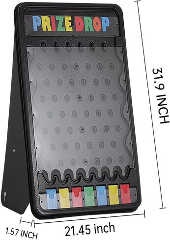 لعبة لوحة Plinko Board Drop من iElyiEsy مقاس 31 بوصة × 21 بوصة في الهواء الطلق مع حامل قابل للطي و10 كرات لعب قابلة للتخصيص و7 شبكات - مثالية للكرنفال والمعارض التجارية والمرح والحفلات والإثارة (إسقاط الجائزة) in Kuwait
