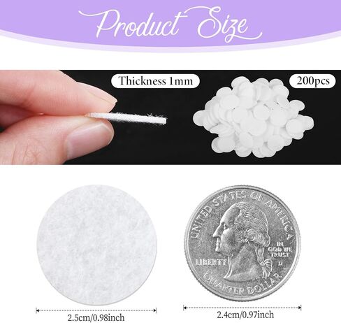 200 Pcs White Round Felt Circles, 1 Inch/25 mm Pre-Cut Craft Pads Mini Non-Woven Felt Fabric Circles for DIY Projects, Sewing Handcraft, Hair Accessories, Soft Thick Fabric Pieces for Crafting in Saudi Arabia