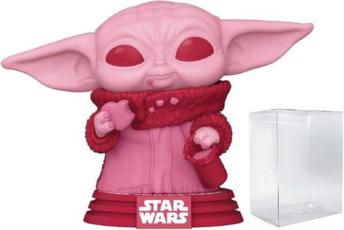 POP Star Wars: Valentine - Grogu with Cookie [Baby Yoda] شخصية الفينيل Funko للأطفال (مع علبة حماية صندوقية متوافقة)، متعددة الألوان، 3.75 بوصة in Kuwait