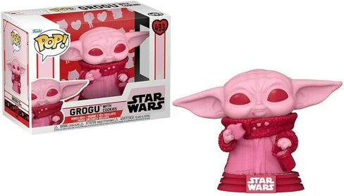 POP Star Wars: Valentine - Grogu with Cookie [Baby Yoda] شخصية الفينيل Funko للأطفال (مع علبة حماية صندوقية متوافقة)، متعددة الألوان، 3.75 بوصة in Kuwait