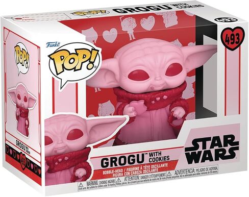 POP Star Wars: Valentine - Grogu with Cookie [Baby Yoda] شخصية الفينيل Funko للأطفال (مع علبة حماية صندوقية متوافقة)، متعددة الألوان، 3.75 بوصة in Kuwait