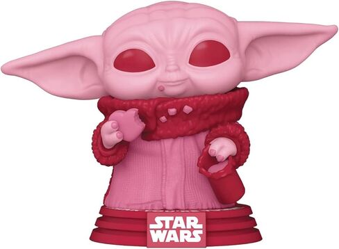 POP Star Wars: Valentine - Grogu with Cookie [Baby Yoda] شخصية الفينيل Funko للأطفال (مع علبة حماية صندوقية متوافقة)، متعددة الألوان، 3.75 بوصة in Kuwait