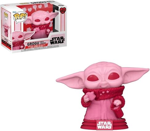 POP Star Wars: Valentine - Grogu with Cookie [Baby Yoda] شخصية الفينيل Funko للأطفال (مع علبة حماية صندوقية متوافقة)، متعددة الألوان، 3.75 بوصة in Kuwait