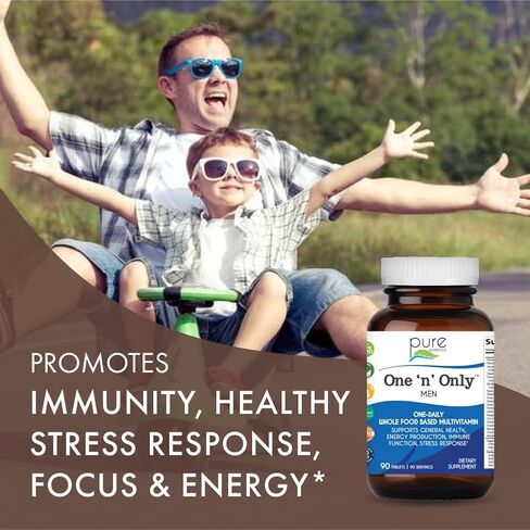 Pure ESSENCE LABS فيتامينات متعددة للرجال فقط، مكمل عشبي طبيعي مرة واحدة يوميًا مع فيتامين D3 وB12 والبيوتين مع الأطعمة الكاملة، 90 قرصًا in Kuwait