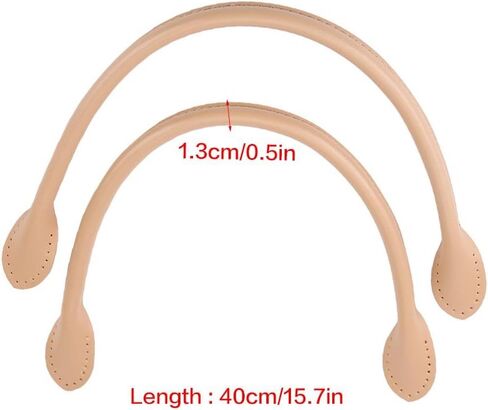 2Pcs Leather Bag Handles, Genuine Leather Purses Straps with Ear Shape End Genuine Leather Bag Straps Handle with Holes DIY Hand Making Accessories for Leather Purse Handbag Wallet Thread Beige in Saudi Arabia