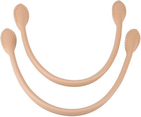 2Pcs Leather Bag Handles, Genuine Leather Purses Straps with Ear Shape End Genuine Leather Bag Straps Handle with Holes DIY Hand Making Accessories for Leather Purse Handbag Wallet Thread Beige in Saudi Arabia