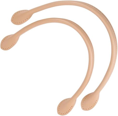 2Pcs Leather Bag Handles, Genuine Leather Purses Straps with Ear Shape End Genuine Leather Bag Straps Handle with Holes DIY Hand Making Accessories for Leather Purse Handbag Wallet Thread Beige in Saudi Arabia