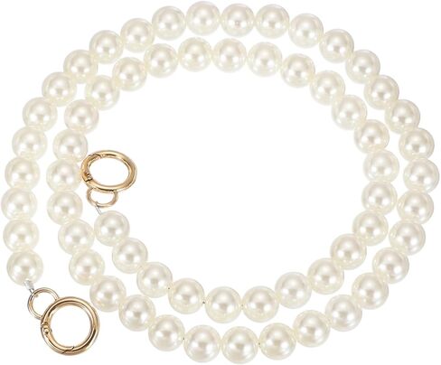 uxcell Imitation Pearl Purse Strap, 39" Pearl Crossbody Chain Strap with Spring Buckle Handbag Purse Chain Replacement Beaded Strap for DIY Handbag Hang Bag Accessories, 16mm Gold in Saudi Arabia