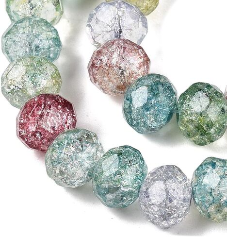 100Pcs Transparent Glass Beads 4x3.5mm Imitation Cracking Faceted Rondelle Glass Bead for DIY Jewelry Making Necklace Bracelet Earring Keychains Crafts Accessories Hole 0.8mm (Mix Color) in Saudi Arabia