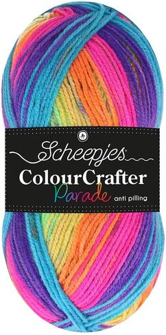 Scheepjes Colour Crafter Parade Acrylic Yarn, 100 g Skein, Color 611 Neon Dream (Pink, Orange, Yellow) in Saudi Arabia
