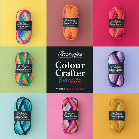 Scheepjes Colour Crafter Parade Acrylic Yarn, 100 g Skein, Color 611 Neon Dream (Pink, Orange, Yellow) in Saudi Arabia
