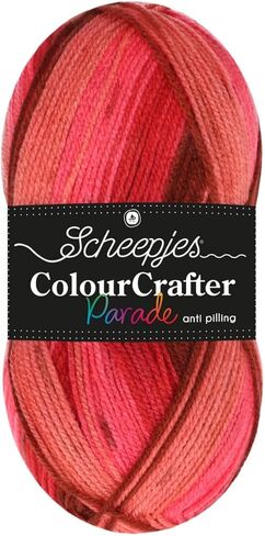 Scheepjes Colour Crafter Parade Acrylic Yarn, 100 g Skein, Color 611 Neon Dream (Pink, Orange, Yellow) in Saudi Arabia
