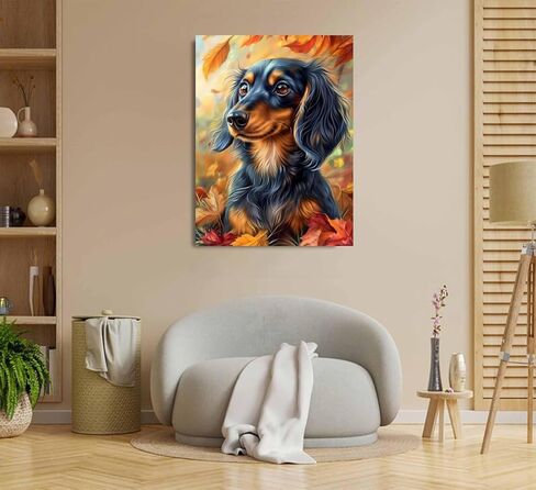مجموعة طلاء الكلاب الألمانية بالأرقام للبالغين، مجموعة طلاء قماشية مقاس 40.64 سم × 50.8 سم للمبتدئين، طلاء جمالي حديث يمكنك صنعه بنفسك حسب الرقم على القماش لديكور جدار المنزل 25 in Kuwait
