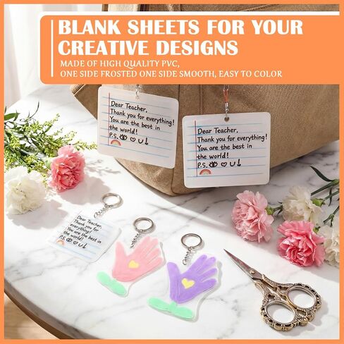 Suncalla 145 Pcs DIY Shrink Film Notebook Paper Keychain Kit Including 24 Shrinky Paper Sheets 12 Markers 108 Art Keychains Punch for Mother's Day Idea Gift Graduation End of Year in Saudi Arabia