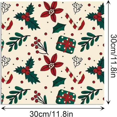 24 Sheets Christmas Pattern Pad 11.8'' x 11.8'' Vintage Christmas Scrapbook Paper Pad Red Green Textured Xmas Candy Canes Patterned Double-Sided Cardstock Paper for Background DIY Card Making Origami in Saudi Arabia