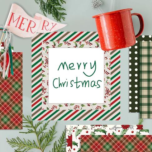 24 Sheets Christmas Pattern Pad 11.8'' x 11.8'' Vintage Christmas Scrapbook Paper Pad Red Green Textured Xmas Candy Canes Patterned Double-Sided Cardstock Paper for Background DIY Card Making Origami in Saudi Arabia