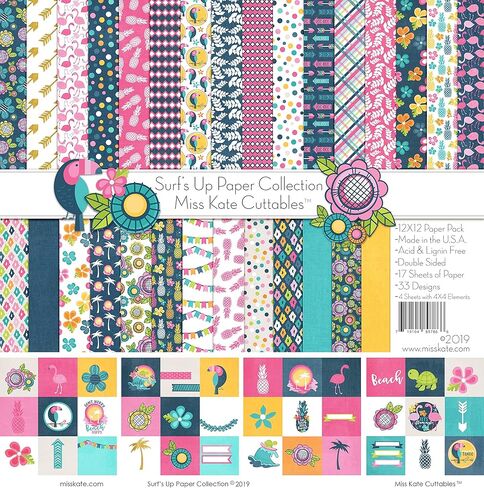 Die Cuts & Paper Set - Surf's Up - by Miss Kate Cuttables - 16 Double - Sided 12"x12" Premium Specialty Paper Sheets & Over 60 Coordinating Die Cuts in Saudi Arabia