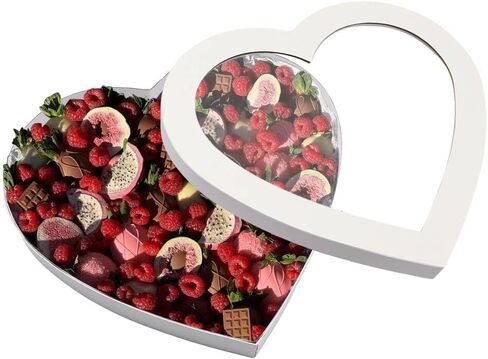 علبة هدايا ديلسيفيريا فارغة كبيرة الحجم مقاس 12.5 بوصة مع نافذة من الورق المقوى لتغليف الشوكولاتة والفراولة في عيد الحب (BLACKROUND) in Kuwait