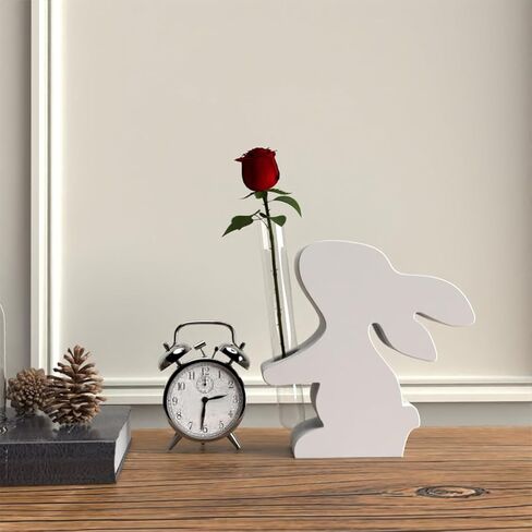 Rabbit Mold Vase Resin Mold with 3 Test Tubes, Planter Silicone Mold for DIY Plant Propagation Station, Flowers Preservation, Office Home Decoration, Easter Gift (Rabbit) in Saudi Arabia