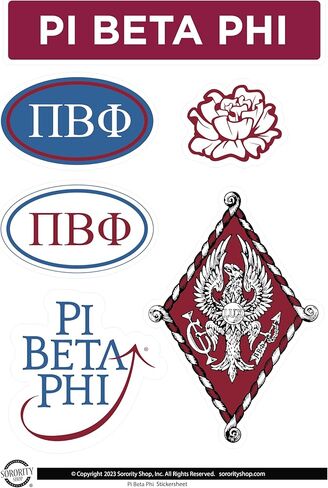 Pi Beta Phi Sticker Sheet - Brand Focus Vinyl Sorority Stickers with Officially Licensed Designs, Removable Adhesive, 6 Stickers per Sheet, by Sorority Shop in Saudi Arabia