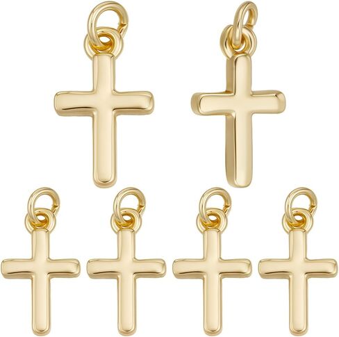 Beebeecraft 1 Box 20Pcs 18K Gold Plated Cross Charms Mini Crucifix Pendant Christ Jesus Dangle Charm for Jewelry Making Bracelet Earring Necklace DIY Crafts Supplies, 12.5x8x1.5mm in Saudi Arabia