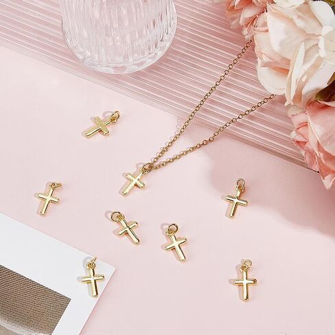 Beebeecraft 1 Box 20Pcs 18K Gold Plated Cross Charms Mini Crucifix Pendant Christ Jesus Dangle Charm for Jewelry Making Bracelet Earring Necklace DIY Crafts Supplies, 12.5x8x1.5mm in Saudi Arabia
