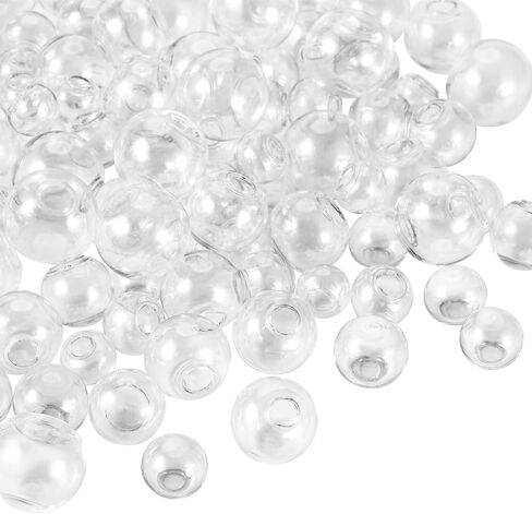 Beadthoven 100Pcs Round Clear Blown Glass Globe Beads 10/12/14/16/18mm Empty Wish Ball Bottles Mini Hollow Ball Charms for DIY Crafts Earrings Pendants Jewelry Making Lanyards Hanging Ornaments in Saudi Arabia