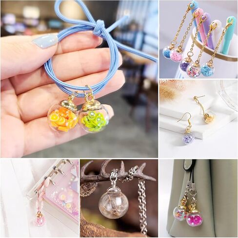 Beadthoven 100Pcs Round Clear Blown Glass Globe Beads 10/12/14/16/18mm Empty Wish Ball Bottles Mini Hollow Ball Charms for DIY Crafts Earrings Pendants Jewelry Making Lanyards Hanging Ornaments in Saudi Arabia