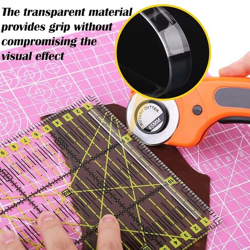 10-Pack Ruler Grips Transparent Quilting Ruler Strips - Non-Slip Adhesive Tape for Sewing, Craft & Cutting Rulers (30cm/11.8" Length, 0.5cm/0.19" Width) | Quilt Making & Craft Supplies in Saudi Arabia