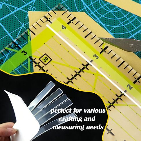10-Pack Ruler Grips Transparent Quilting Ruler Strips - Non-Slip Adhesive Tape for Sewing, Craft & Cutting Rulers (30cm/11.8" Length, 0.5cm/0.19" Width) | Quilt Making & Craft Supplies in Saudi Arabia