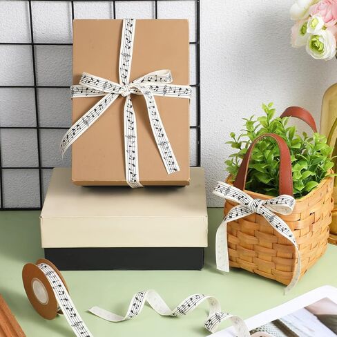 10.9 Yards Music Note Ribbon Jingle Bells Ribbons Polyester Fabric Ribbons Musical Notes Craft Ribbon for Gift Packaging Party Wedding Decoration Christmas Tree Decor, 0.6 Inch Wide in Saudi Arabia
