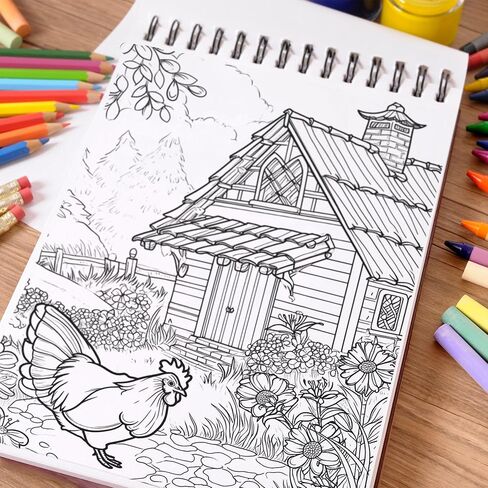 كتاب تلوين حلزوني من NETHOUSE Cottagecore للاسترخاء وتخفيف التوتر للبالغين، 30 صفحة تلوين من الأكواخ الريفية الساحرة، ومروج الزهور البرية، والمشاعر السلمية، ومشاهد الطبيعة in Saudi Arabia