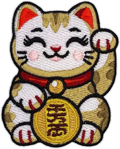 Maneki-Neko Lucky Cat Patch – 3.15 inches, Colorful Japanese Lucky Patch – Japanese Embroidered Fortunate Patches for Backpacks in Saudi Arabia