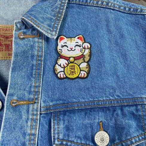 Maneki-Neko Lucky Cat Patch – 3.15 inches, Colorful Japanese Lucky Patch – Japanese Embroidered Fortunate Patches for Backpacks in Saudi Arabia