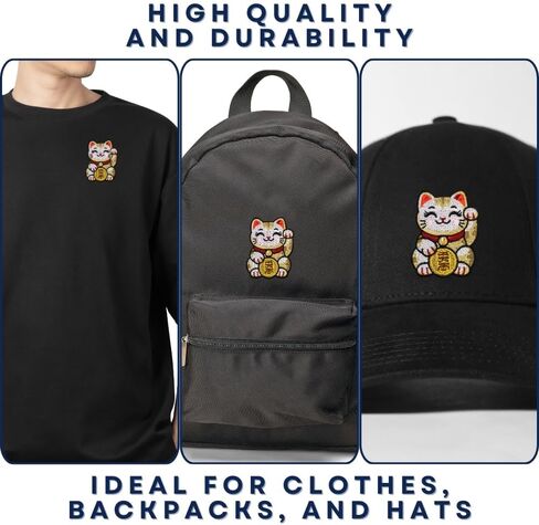 Maneki-Neko Lucky Cat Patch – 3.15 inches, Colorful Japanese Lucky Patch – Japanese Embroidered Fortunate Patches for Backpacks in Saudi Arabia