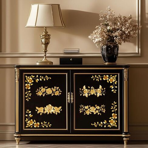 Peacoblue Rub on Transfer Decal Sticker for Furniture Craft Decor 6"x12" Golden Lace with Corner, 3Pcs Waterproof UV DTF Transfer for Drawer Dresser Glass Porcelain Wood Plastic Window in Saudi Arabia
