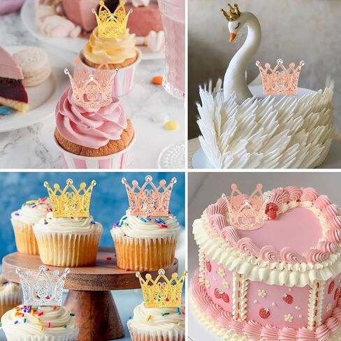CIEHER 30PCS Mini Crowns for Flower Bouquets Crown Cake Topper Small Crystal Pearl Cupcake Toppers for Party Favors - 3 Colors in Saudi Arabia
