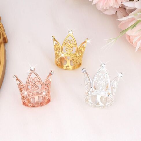 CIEHER 30PCS Mini Crowns for Flower Bouquets Crown Cake Topper Small Crystal Pearl Cupcake Toppers for Party Favors - 3 Colors in Saudi Arabia
