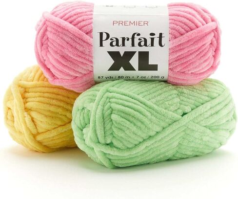 غزل Premier Yarns Parfait XL، غزل مثالي للكروشيه والحياكة، غزل جامبو، مصنوع من البوليستر بنسبة 100%، وردي خرافي، 7 أونصة، 87 ياردة in Saudi Arabia