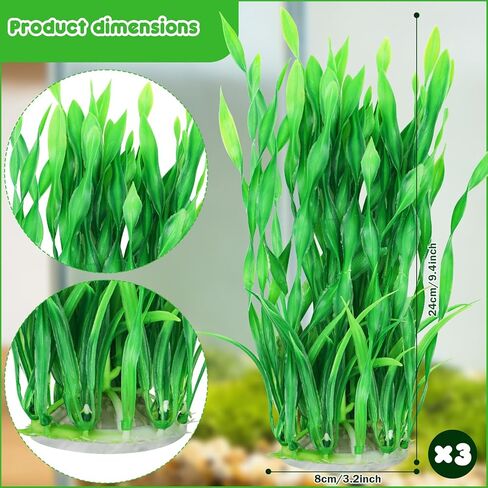 Fish Tank Decorations Seaweed Large Plants, Green Artificial Plants for Aquarium, Fish Tank Accessories, Aquarium Decor Plastic Plants 3pcs in Saudi Arabia