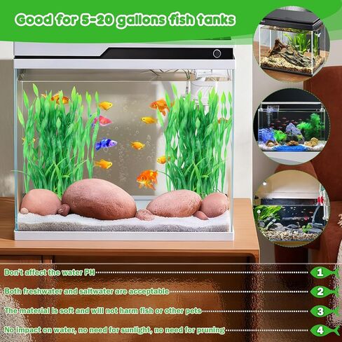 Fish Tank Decorations Seaweed Large Plants, Green Artificial Plants for Aquarium, Fish Tank Accessories, Aquarium Decor Plastic Plants 3pcs in Saudi Arabia