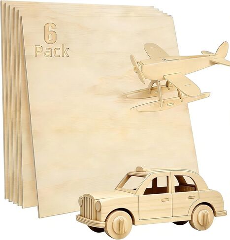 Basswood Sheet - 8 x 8 x 1/16 Inch 6 Pack - 1.5mm Plywood Blanks Smooth Surface for Laser Cutting, Burning, Engraving, Crafts, Staining, Drawing, Architectural Model in Saudi Arabia